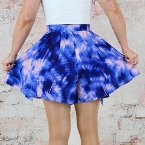 Flowy Wrap Skirt with Tie Dye Pattern, Wrap Skirt with Shorts, Festival Skirt, Batik, Tie Dye Pattern, Slit Skirt, Side Slit Skirt image 7