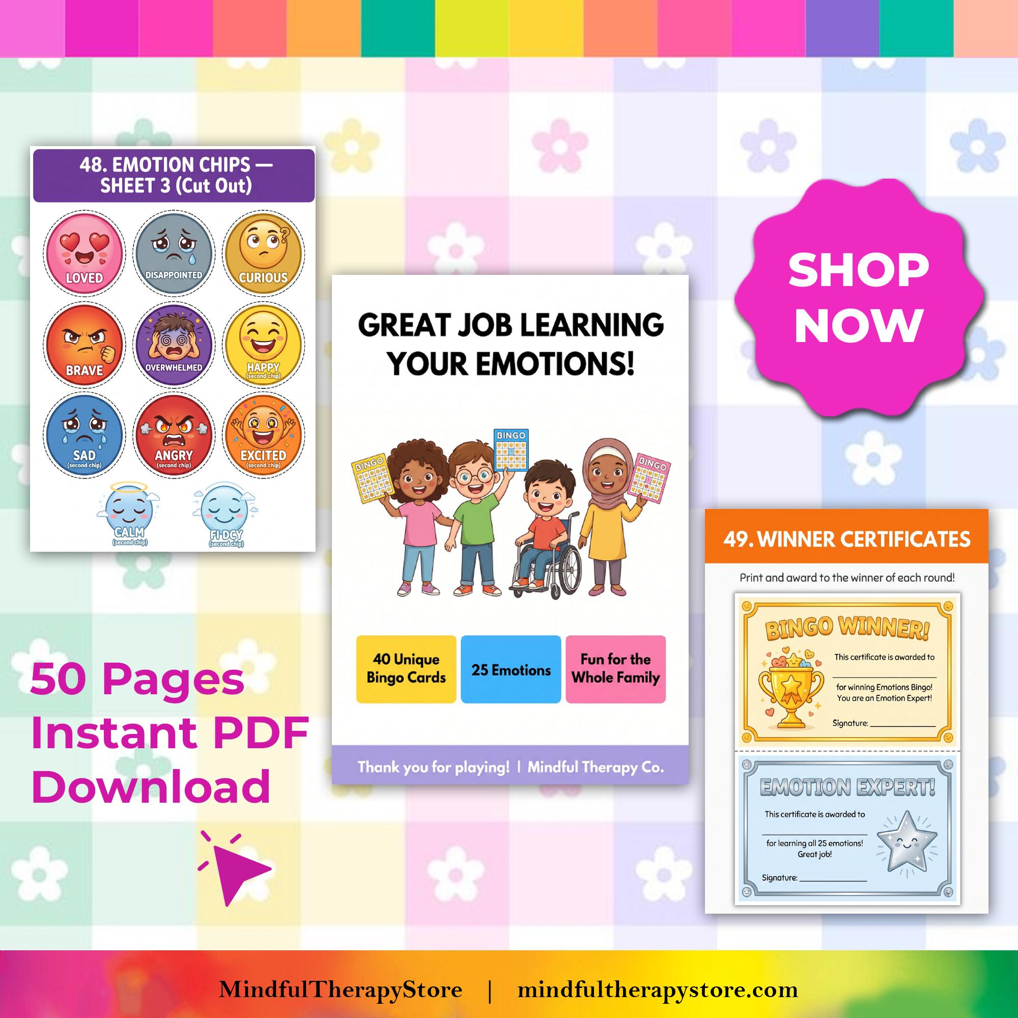 Emotions Bingo Game for Kids | SEL Activity, Feelings Recognition ...