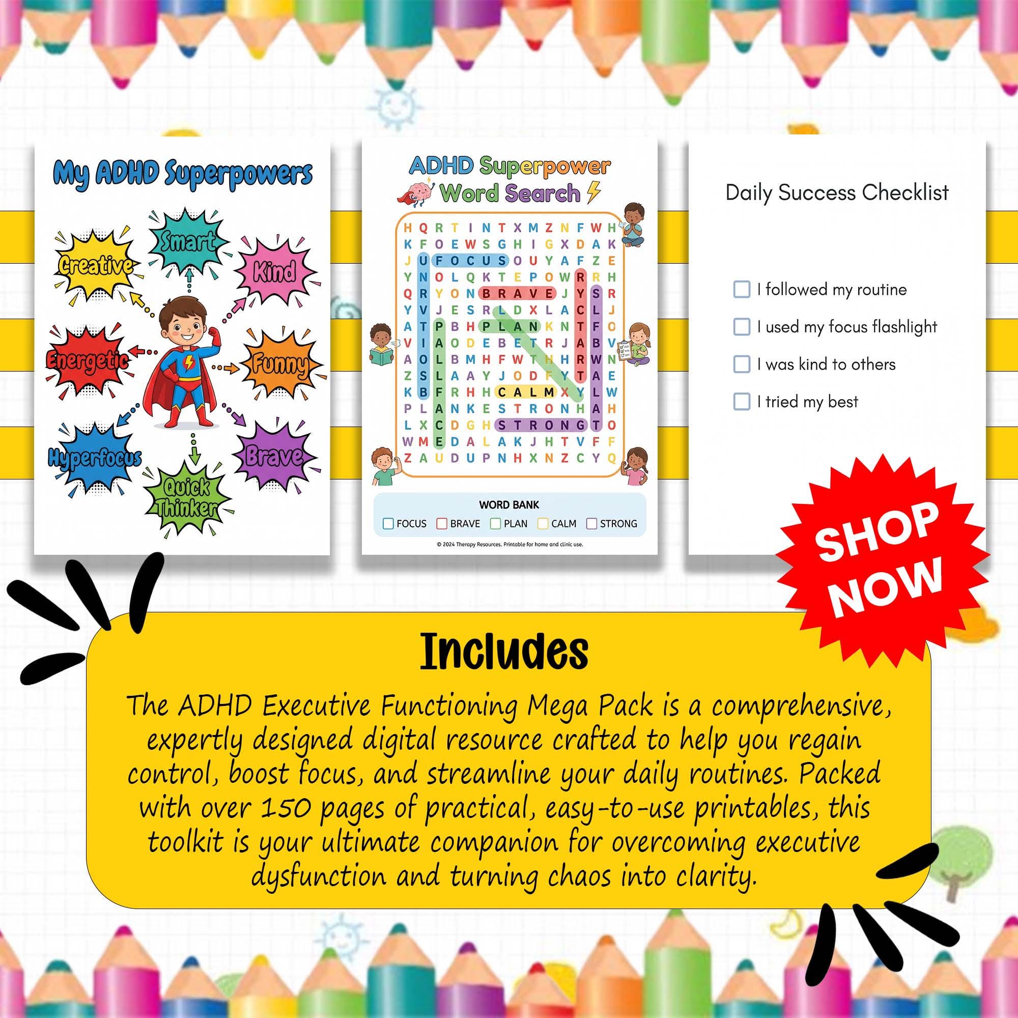 Children ADHD Executive Functioning Printables | Behavior Charts ...