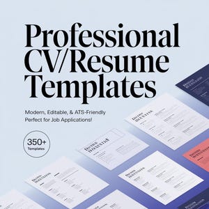 Professional CV/Resume Templates - Modern, Editable, ATS-Friendly Designs for Job Applications