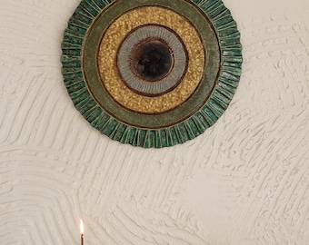 Keramik-Evil Eye Wand-Dekor - Boho Schutz-Kunst - Housewarming Geschenk