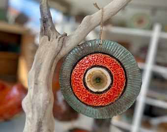 Keramik-Evil Eye Wand-Dekor - Boho Schutz-Kunst - Housewarming Geschenk