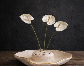 Handgefertigte Keramik Ikebana Vase | Skulpturale Blumenkunst