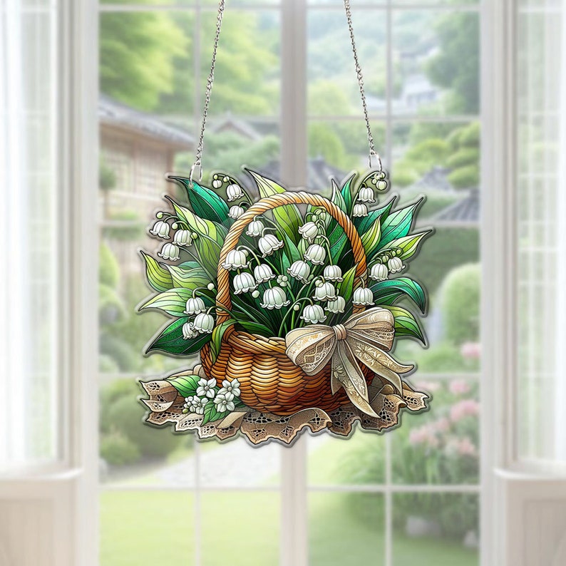 Lily of Valley Acrylic Window Decor, Flowers Acrylic Window Hanging Art ...