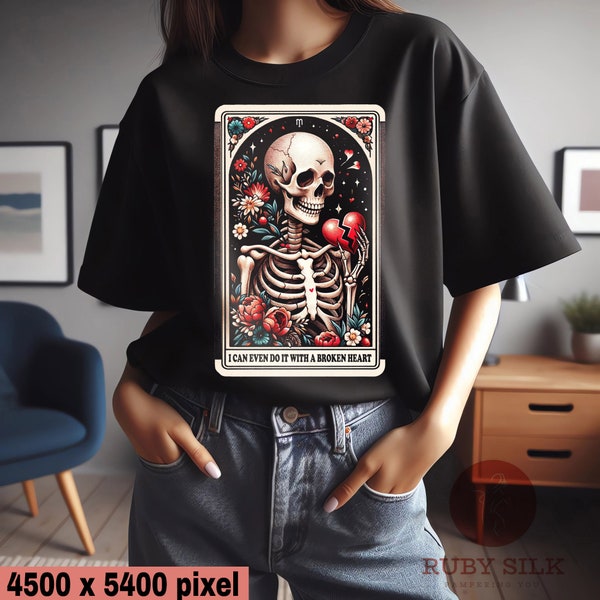 I Can Do It With A Broken Heart PNG, New Album Png, TTPD Broken Heart PNG, Funny Tortured Poem Digital File, Skeleton Tarot Card Inspired