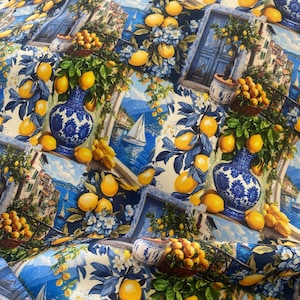 mediterranean lemon  pattern fabric