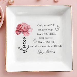 Custom Name Birth Flower Trinket Dish, Birthday Jewelry Dish Gift For Friend, Engaged Gift For Wedding Day, Mother&#39;s Day Gifts