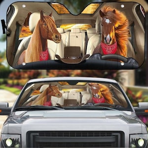 Horse Auto Car Sunshade, Farm Horse Car Windshield Cover, Western Cowboy Sun Shade, Sun Visor Car For Animal Lover, Funny Car Decor