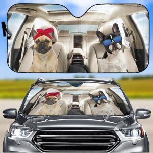 フレンチブルドッグの車用サンシェード、ブルドッグの車用シェード、犬好きの車用サンシェード、ペットの車用フロントガラス用シェード、面白い車用サンシェード
