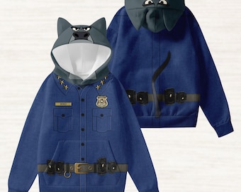 Chief Bogo Cosplay Hoodie With Ears, Disney Zootopia Costume Shirt, Animal Kingdom Hoodie, Disneybound Hoodie, Fun Christmas Gifts