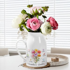 Omas Garten Glückliche Blumenvase, Keramikvase des glücklichen Mutter Tages, niedliche Minivase für Mutter / Oma, Familie Anlass Dekor