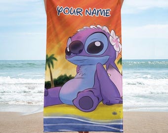 Custom Stitch Bath Towel, Stitch Movie Beach Towel, Disney Bath Towel, Disney Trip Towel, Cartoon Towel For Her, Summer Party Gift