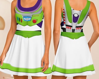 Vestido de patinadora de Buzz Lightyear para cosplay, vestido de Toy Story para mujer, vestido de Disneybound para correr, disfraz de cosplay de Halloween, regalo para ella