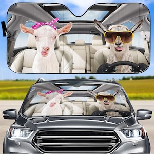 Goat Auto Sun Shade, Animals Love Car Sunshade, Funny Car Windshield Cover, Goats Sun Shade For Car, Car Screen Decoration