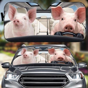 Pigs Car Auto Sunshade, Funny Pig Car Windshield Cove, Car Shade For Animal Lover, Farm Auto Sunshade, Animal Sun Visor Car For Couple