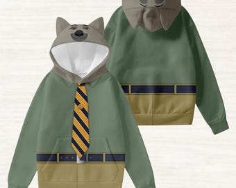 Flash the Sloth Cosplay Hoodie mit Ohren, Disney Zootopia Kostüm Shirt, Animal Kingdom Hoodie, Disneybound Hoodie, Spaß Weihnachtsgeschenk