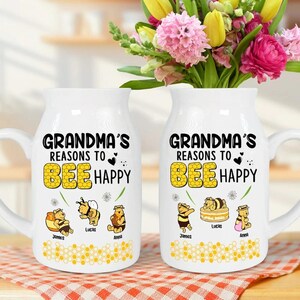 Omas Gründe, glückliche Blumenvase zu sein, Mama Bär mit Honigvase, niedliche Minivase für Mutter- / Omatag, Familiendekor