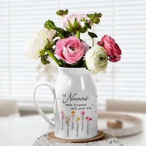 Custom Name Birthday Flower Vase, Mini Ceramic Vase Gift For Mother&#39;s Day, Nanas Were Flower We Pick You Vase, Floral Gift Idea