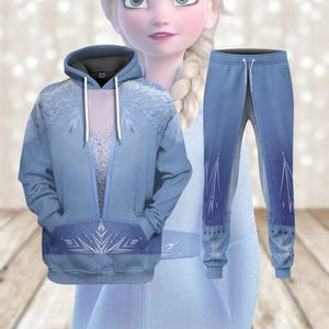Frozen Elsa Cosplay Hoodie Jogger, Disney Princess Costume Sweatshirt, Elsa Frozen Pants, Elsa Princess Shirt, Disney Women Tracksuit