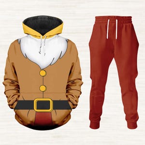 Sneezy Dwarf Sneezy Dwarf Cosplay Hoodie Jogger Set, Funny Disney Halloween Costume, Cartoon Outfit for Men, 2025 Tracksuit Matching Fa