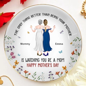 Glückliche Mutter Tages Schmuckschale, Ihre Mutter Ring Schale für Tochter, Benutzerdefinierte Name Schmuck für Mama, Love Mom Idee 2025 Geschenke