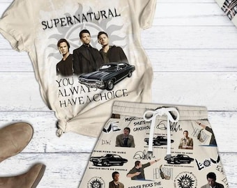 Supernatural T-Shirt/Shorts, TV Series Short Sleeve Shirt, Winchester Brother Summer Pants, Dean Winchester Shirt, Movie Lover Gift