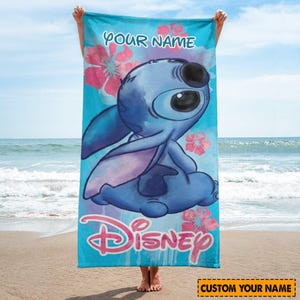 Personalized Disney Stitch Beach Towel, Funny Stitch Bath Towel, Towel For Beach Trip, Disney Vacation Beach Towel, Aloha Summer Gift