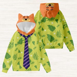 Nick Wilde Cosplay Hoodie With Ears, Disney Zootopia Costume Shirt, Animal Kingdom Hoodie, Disneybound Hoodie, Fun Christmas Gifts