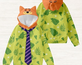 Nick Wilde Cosplay Hoodie With Ears, Disney Zootopia Costume Shirt, Animal Kingdom Hoodie, Disneybound Hoodie, Fun Christmas Gifts