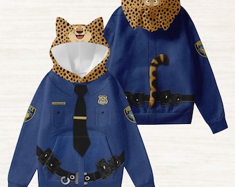 Clawhauser Cosplay Hoodie With Ears, Disney Zootopia Costume Shirt, Animal Kingdom Hoodie, Disneybound Hoodie, Fun Christmas Gifts