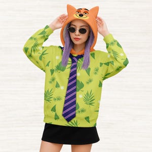 Nick Wilde Cosplay Hoodie With Ears, Disney Zootopia Costume Shirt, Animal Kingdom Hoodie, Disneybound Hoodie, Fun Christmas Gifts