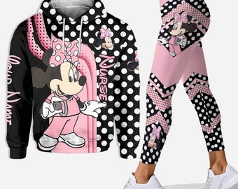 Sweats à capuche personnalisés Minnie Mouse, pantalons de yoga Minnie, sweat à capuche film Disney, leggings pour femme, sweat à capuche pour infirmière Minnie, cadeau pour elle