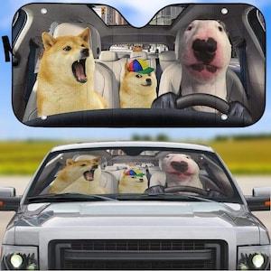 Funny Dog Meme Car Sunshade, Cute Dog Car Decor, Dogs Meme Auto Sunshade, Sun Protector For Dog Lovers Gift, Funny Sun Visor Car