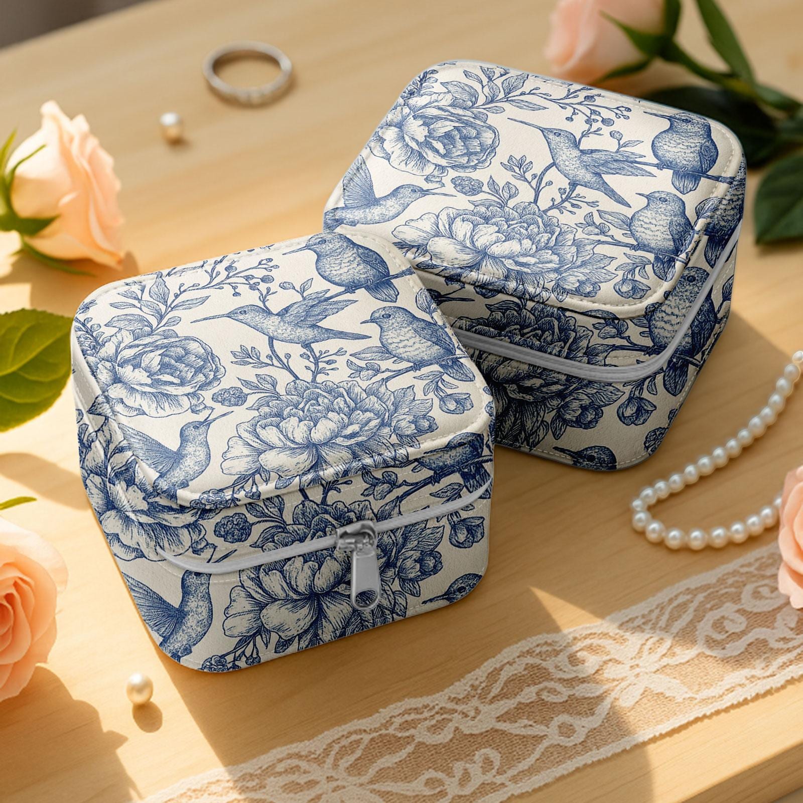 Blue Floral Jewelry Box - Etsy