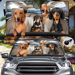 Dachshund Dog Auto Car Sunshade, Funny Dog Family Sun Shade, Cute Pet Car Windshield Cover, Sun Visor Car For Animal Lover, Family Gift