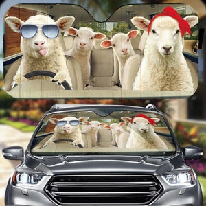Sheep Car Sunshade, Sheep Family Auto Car Sunshade, Farmer Car Windshield, Protect Car Front Window, Funny Car Decor For Animal Lover