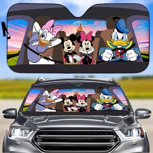 Mickey And Friends Car Sun Shade, Disney Friends Auto Sunshade, Donald Duck Minnie Car Accessory, Cute Disney Family Trip Car Accessory