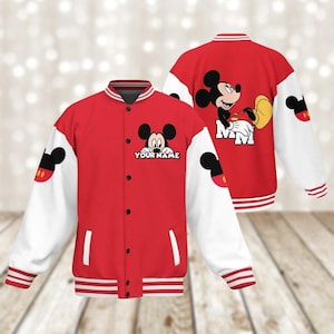 Chaqueta de béisbol personalizada de Mickey, chaqueta de Mickey Mouse, chaqueta de Disney Mouse para hombre, chaqueta de Minnie, camiseta de viaje de Disney, regalos de dibujos animados