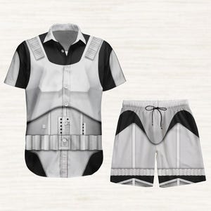 Stormtrooper Cosplay Button Shirt, Star Wars Character Hawaiian Shirt, Disneyland Shorts Men, Darth Vader Costume Shirt For Men