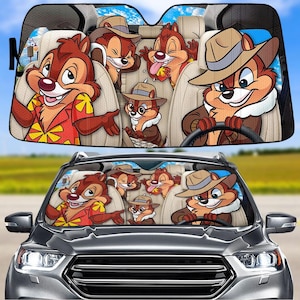 Chip und Dale Auto Sonnenschutz, Disney Paar Sonnenschutz, Disney Familie Sonnenschutz, Disney Urlaub Auto Schatten, lustige Auto Windschutzscheibe Abdeckung