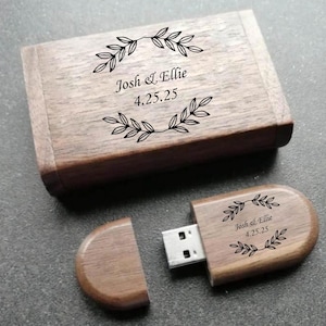 Memoria USB personalizada / Memoria USB y caja para bodas / Caja de recuerdo para bodas / Estuche de recuerdo USB / Regalo para parejas / Caja de almacenamiento de madera personalizada