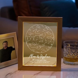 Impresión de mapa estelar personalizado, constelación, cielo nocturno, luz nocturna