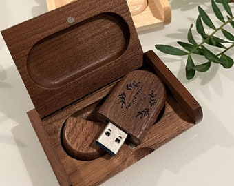 Benutzerdefinierter USB-Stick | Hochzeit USB Stick und Box | Hochzeit Memory Box Geschenk | USB-Andenken-Hülle | Paar Geschenk | Personalisierte Holz Aufbewahrungsbox