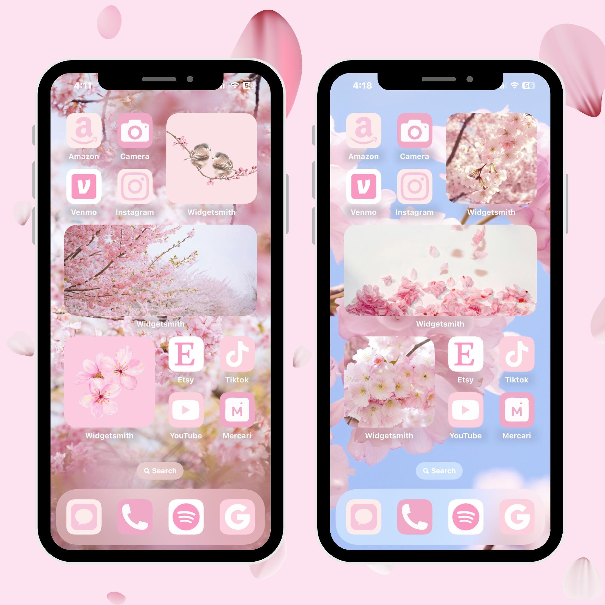 Pink Cherry Blossom Ios App Icons, Wallpapers & Widgets (digital ...