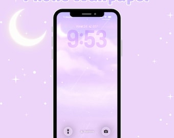 Lavender Cloud Phone Wallpaper, Dreamy Pastel Lock Screen (Digital Download)