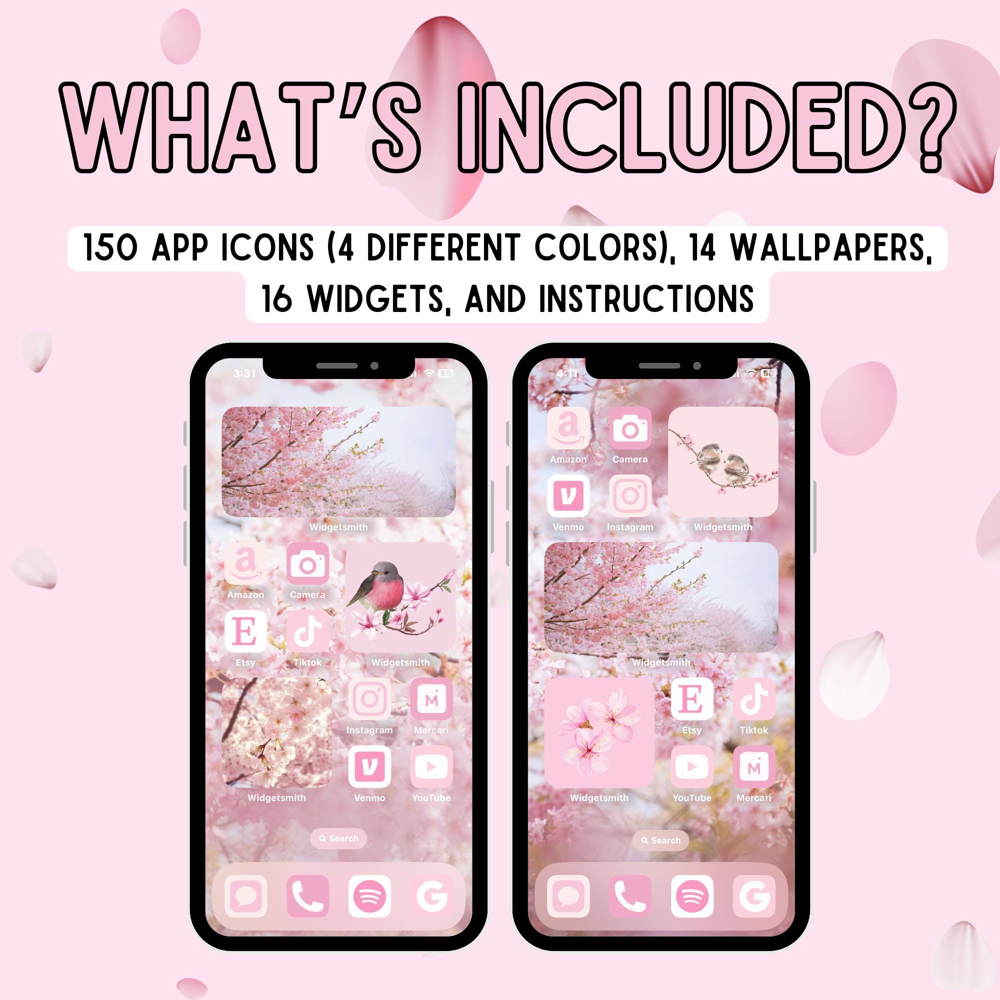 Pink Cherry Blossom Ios App Icons, Wallpapers & Widgets (digital ...