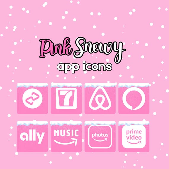 Pink Snowy App Icons: 150 Custom Ios Icons (digital Download