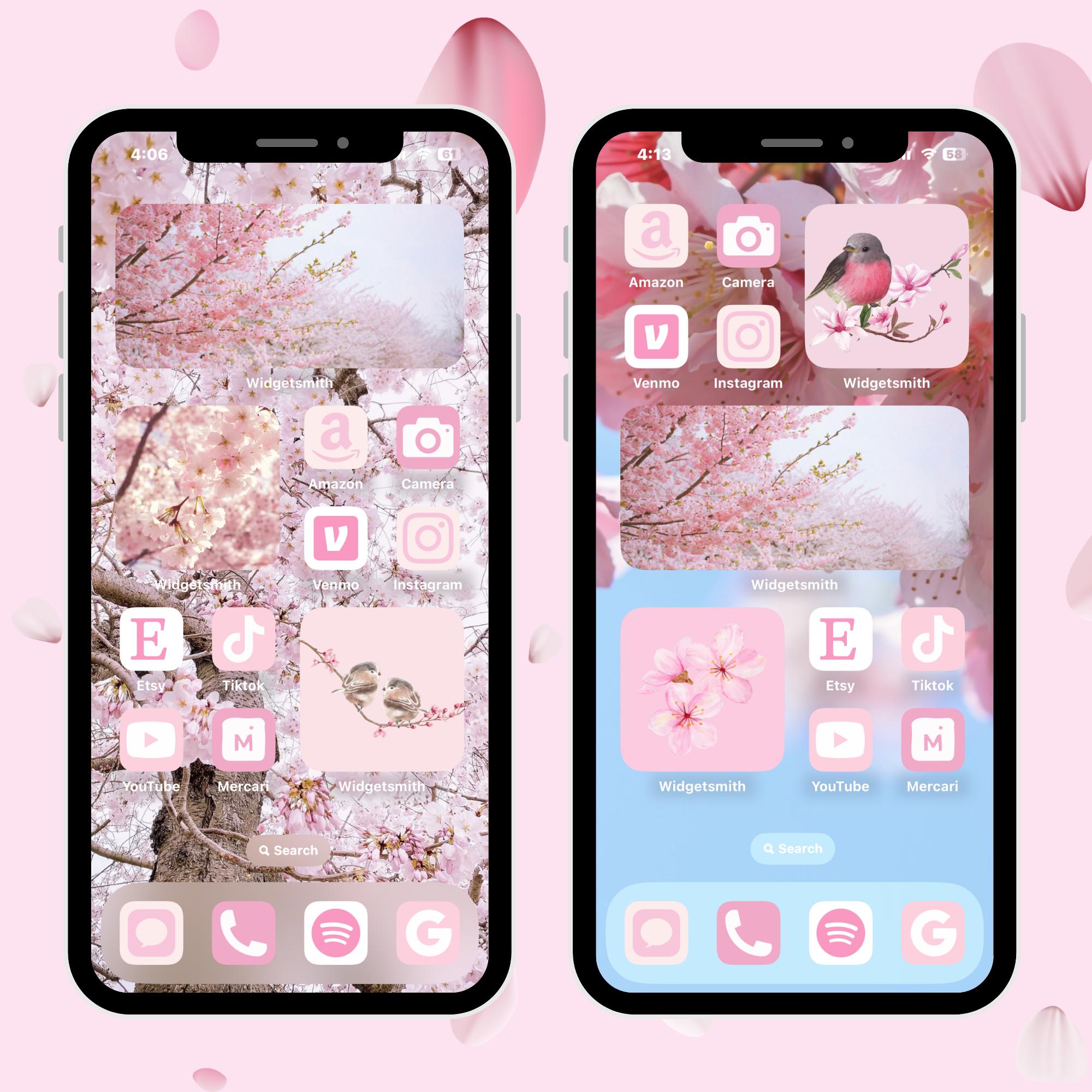 Pink Cherry Blossom Ios App Icons, Wallpapers & Widgets (digital ...