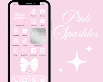 Pink Sparkles App Icons: Glittering iOS Theme (150 Icons)