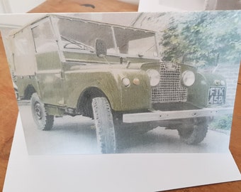 Greetings card, depicting Series One Land Rover